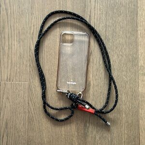 Transparent Phone Case with Black Braided Lanyard Holster